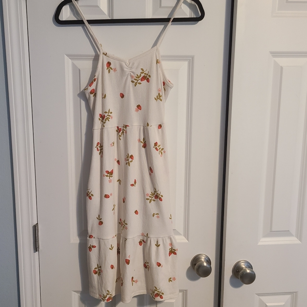 Old Navy Cream Floral Spaghetti-Strap Sundress with Red & Green Accents - Picture 1 of 5